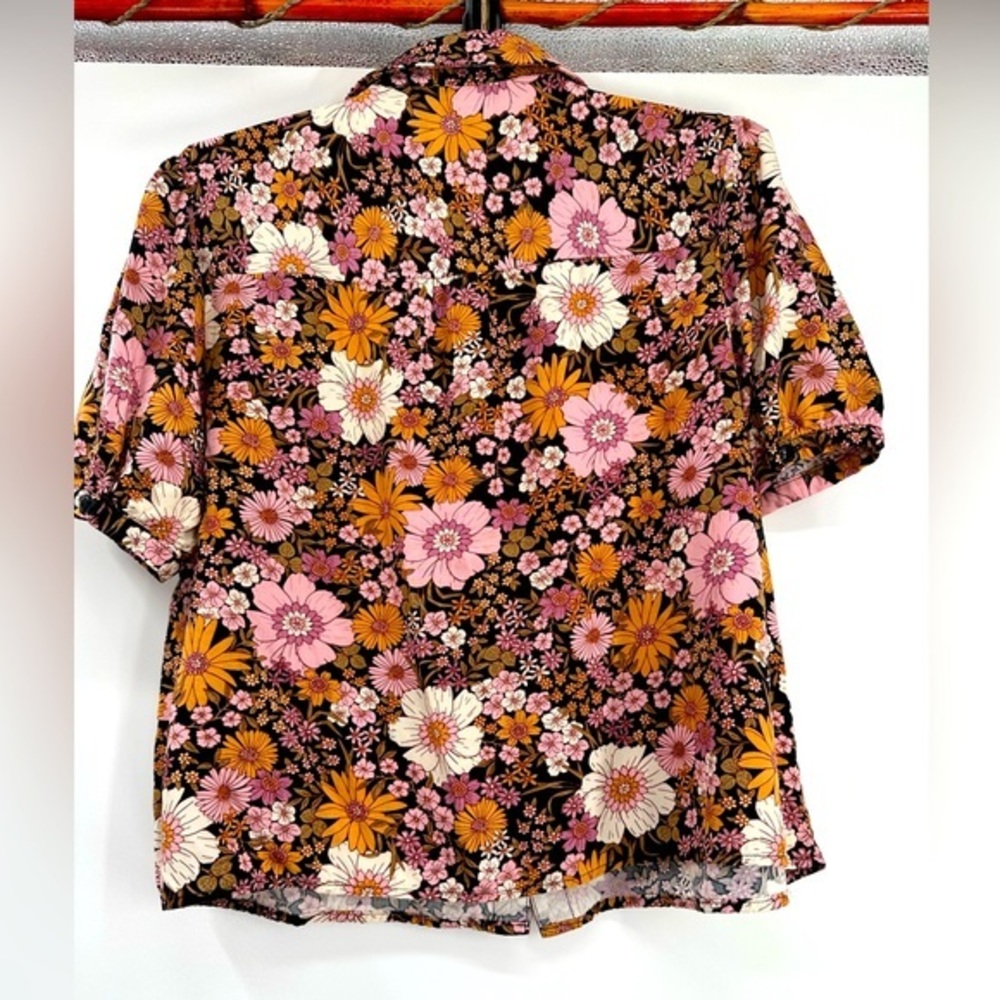 Floral Women's Top - Pink and Orange